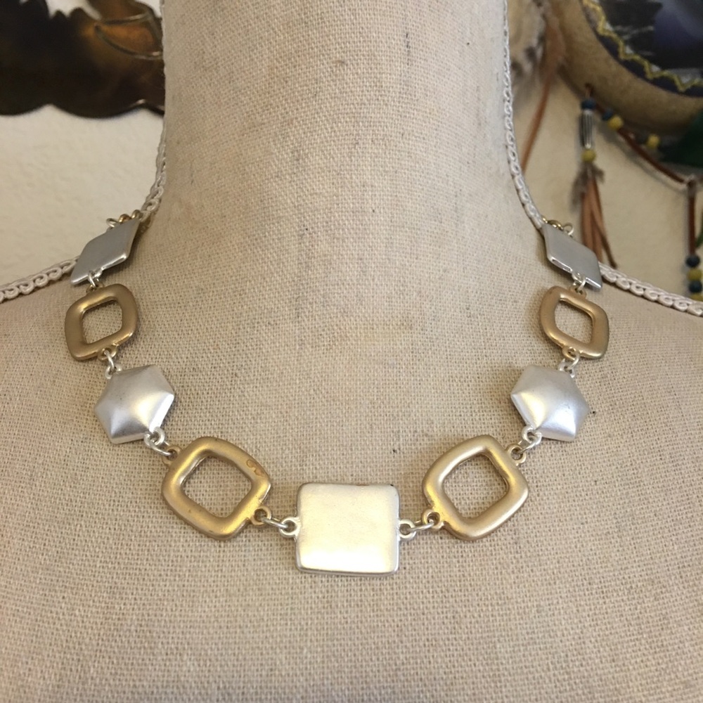 Kenneth Cole matte silver & gold link necklace
